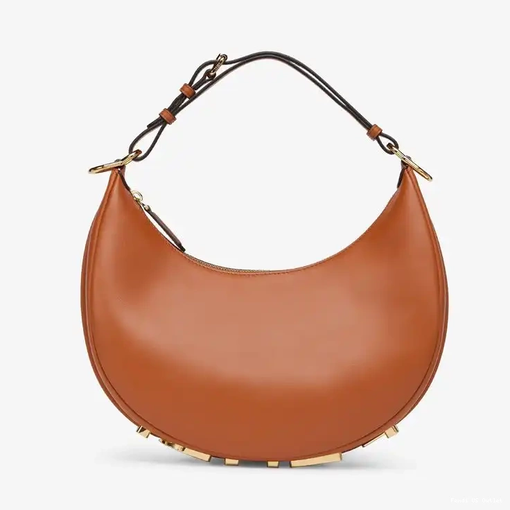 Affordable HOT Bag Brown Small In Calf Fendi Leather Hobo Fendigraphy 0610